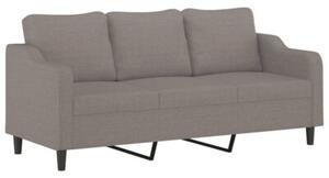 Sofa 3-osobowa z poduszkami, kolor taupe, 180 cm, tkanina