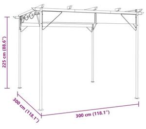 Pergola ogrodowa ze zwijanym dachem, taupe, 3x3 m, 180 g/m²