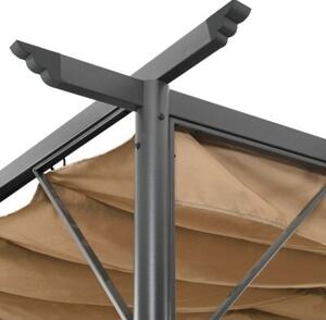 Pergola ogrodowa ze zwijanym dachem, taupe, 3x3 m, 180 g/m²