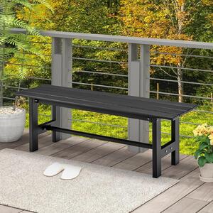 Ławka ogrodowa z listwową ramą, malowana proszkowo metalowa rama, 2-osobowa ławka ogrodowa do użytku w parku i na zewnątrz, 120 x 34,5 x 40 cm (czarna)