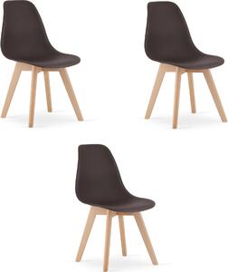 Krzesło kawa KITO design polipropylenowe z drewnianymi nogami buk x3