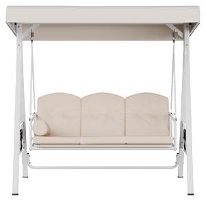 Blumfeldt GrandSway Hollywoodschaukel 3-Sitzer – Regulowane oparcie i daszek, stalowa rama odporna na warunki atmosferyczne, pojemność 240 kg, poduszki 8 cm, huśtawka ogrodowa