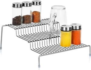 Półka kuchenna metalowa szara 3-poziomowa 28x26x11 cm