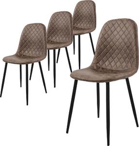 ML-Design zestaw 4 krzeseł do jadalni, brązowe, krzesło kuchenne z imitacji skóry, krzesło do salonu z oparciem, tapicerowane krzesło do stołu z metalowymi nogami