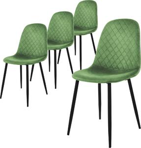 Zestaw 4 krzeseł do jadalni ML-Design z oparciem, szałwiowe, wykonane z aksamitu