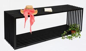 DanDiBo Ławka ogrodowa metalowa odporna na warunki atmosferyczne czarna 150 cm ławka nowoczesna ławka parkowa w stylu D żelazna ławka kwiatowa
