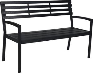 Ławka ogrodowa Relaxdays, 2-osobowa, wys. x szer. x gł.: 88 x 128 x 59 cm, tworzywo sztuczne i metal, ławka ogrodowa, taras, balkon, czarna