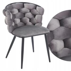 Krzesło tapicerowane welurem do jadalni i salonu kolor szary i czarny FURNITEX K47-FX (B) RIVIERA 91 SZARE