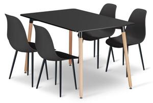 Zestaw Stół ADRIA 120cm x 80cm - czarny + 4 krzesła WAT czarne / nogi czarne