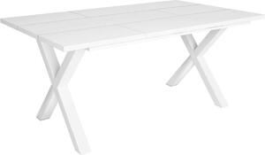 Stół do jadalni Happyment Ziva - Prostokątny - 4 do 6 osób - Wygląd premium - Lite drewno - Rama X biała - 170x90x75cm