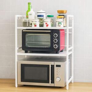 DanDiBo Regulowana półka pod kuchenkę mikrofalową biała 3 poziomy 40-64 cm Półka pod kuchenkę mikrofalową 96684 Stojąca półka kuchenna pod kuchenkę mikrofalową