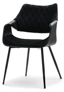 Krzesło welurowe z giętego drewna renzo czarny czarna podstawa