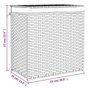 Kosz na pranie z 2 komorami, 53x35x57 cm, polirattan