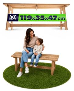 Drewniana ławka parkowa KADAX bez oparcia 119 cm, solidna ławka tarasowa