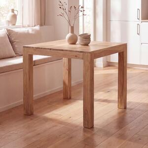 FineBuy Stół do jadalni z litego drewna akacjowego 80 x 76 x 80 cm Designerski stół kuchenny | Kwadratowy stół do jadalni w stylu wiejskim