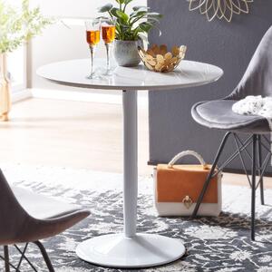 FineBuy Okrągły stół jadalny 75x75x74 cm Mały stół kuchenny Biały z połyskiem Okrągły stół do jadalni dla 2 osób Nowoczesny stół śniadaniowy Stół kuchenny Stół do jadalni