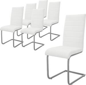 Zestaw 6 krzeseł do jadalni ML-Design z oparciem, białe, wykonane z imitacji skóry