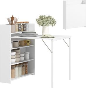 Składany stół jadalny HOMCOM dla 3 osób z 4-poziomowymi półkami, nowoczesny stół do jadalni w małych pomieszczeniach, kuchenny, 79 x 91 x 93 cm, biały