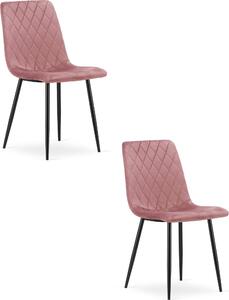 Krzesło welurowe różowe TURIN velvet styl glamour eleganckie x2