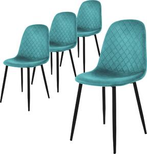 ML-Design zestaw 4 krzeseł do jadalni z oparciem, benzyna, wykonane z aksamitu
