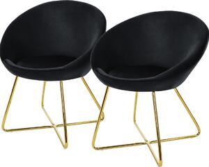 Zestaw 2 krzeseł do jadalni ML-Design z okrągłym oparciem, czarna, aksamitna metalowa rama