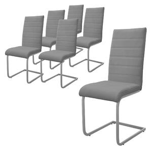 Zestaw 6 krzeseł do jadalni ML-Design z oparciem, szare, wykonane z imitacji skóry
