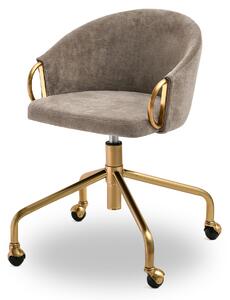 Elegancki fotel biurowy obrotowy clara piaskowy złota podstawa