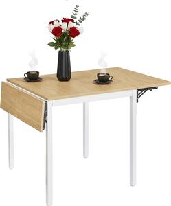 Składany stół jadalny Relaxdays, dla 2–4 osób, wymiary: 76 x 120 x 78 cm, zajmujący mało miejsca stół składany, do kuchni, MDF i żelazo, kolor naturalny/biały