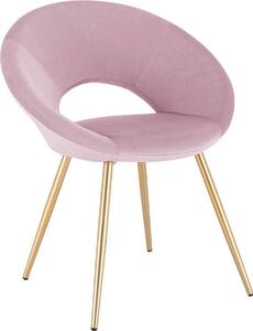 Krzesło Happyment Luxe Velvet – różowe – krzesła do jadalni z podłokietnikami – krzesło konferencyjne – złote metalowe nogi – 1 sztuka – wysokość siedziska 47 cm