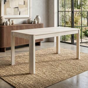 WOHNLING Stół do jadalni z litego drewna mango 120x60 cm, wykończenie white wash, prostokątny stół do jadalni lub kuchni, dla 4–6 osób, drewniany stół do jadalni, wykonany ręcznie