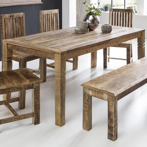 FineBuy Stół do jadalni 120 cm prostokątny z litego drewna mango naturalnego - Solidny stół do jadalni - Rustykalny stół kuchenny - Stół z prawdziwego drewna w stylu rustykalnym Stół drewniany