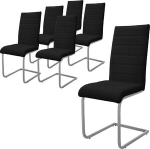 Zestaw 6 krzeseł do jadalni ML-Design z oparciem, czarne, wykonane z imitacji skóry