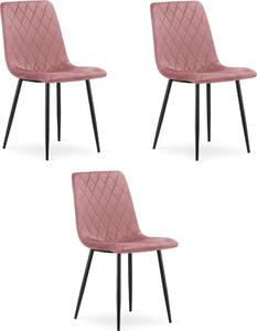 Krzesło welurowe różowe TURIN velvet styl glamour eleganckie x3