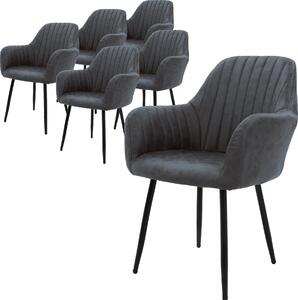 Zestaw 6 krzeseł do jadalni ML-Design z oparciem, antracytowe, wykonane z imitacji skóry