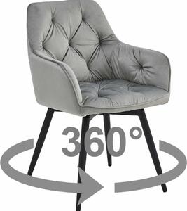 Krzesło JORK360 - aksamit srebrno-szary / nogi czarne x 1
