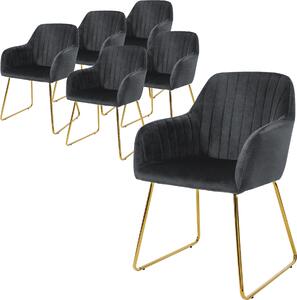 Zestaw 6 krzeseł do jadalni ML-Design z oparciem, szare, wykonane z aksamitu