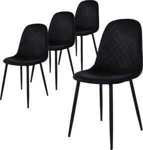 Zestaw 4 krzeseł do jadalni ML-Design z oparciem, czarne, wykonane z aksamitu