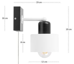 Biało-czarny kinkiet LED SHWD-WE10x10SC jednopunktowy z litego drewna