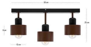 Brązowo-czarna lampa sufitowa, trzypunktowy spot DBR50x7SC z drewna i