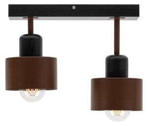 Brązowo-czarna lampa sufitowa, dwupunktowy spot DBR30x7SC z drewna i m