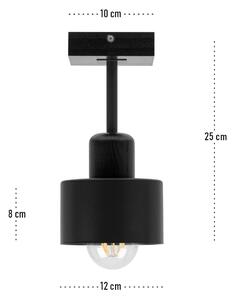 Czarna lampa sufitowa, jednopunktowy spot DSC10x10SC z drewna i metalu