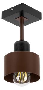 Brązowo-czarna lampa sufitowa, jednopunktowy spot DBR10x10SC z drewna