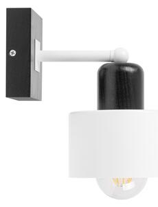 Biało-czarny kinkiet LED WD-WE10x10SC jednopunktowy z litego drewna