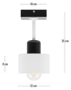 Biało-czarna lampa sufitowa, jednopunktowy spot DWE10x10SC z drewna i