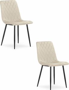 Krzesło Valora TURIN Beżowy Aksamit x2 - Elegancka para beżowych krzeseł