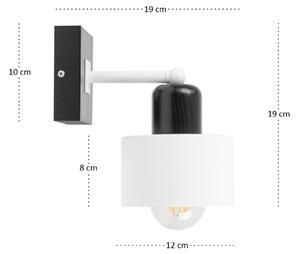 Biało-czarny kinkiet LED WD-WE10x10SC jednopunktowy z litego drewna