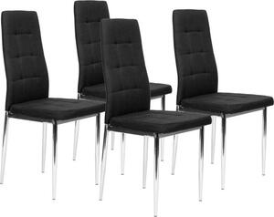 ModernHome KW01 Zestaw 4 krzeseł do jadalni, chromowane nogi, czarne