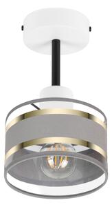 Lampa sufitowa biała jednopunktowy spot z szarym abażurem T-1010WE-GR