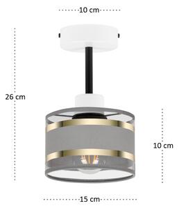 Lampa sufitowa biała jednopunktowy spot z szarym abażurem T-1010WE-GR