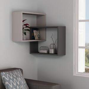 Narożna półka ścienna DECORTIE Ring, jasna mokka - antracyt, 60 x 20 x 68 cm